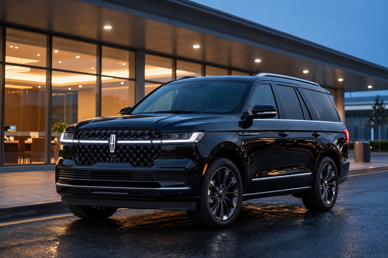 Illustrative 2026 Lincoln Navigator at an airport terminal